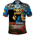 Personalised Titans Rugby ANZAC Day Polo Shirt Last Post Poppy We Will Remember Them