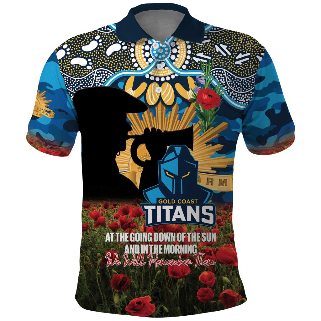 Personalised Titans Rugby ANZAC Day Polo Shirt Last Post Poppy We Will Remember Them