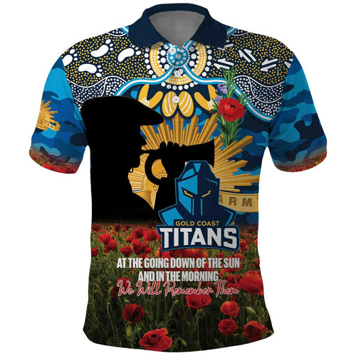 Personalised Titans Rugby ANZAC Day Polo Shirt Last Post Poppy We Will Remember Them