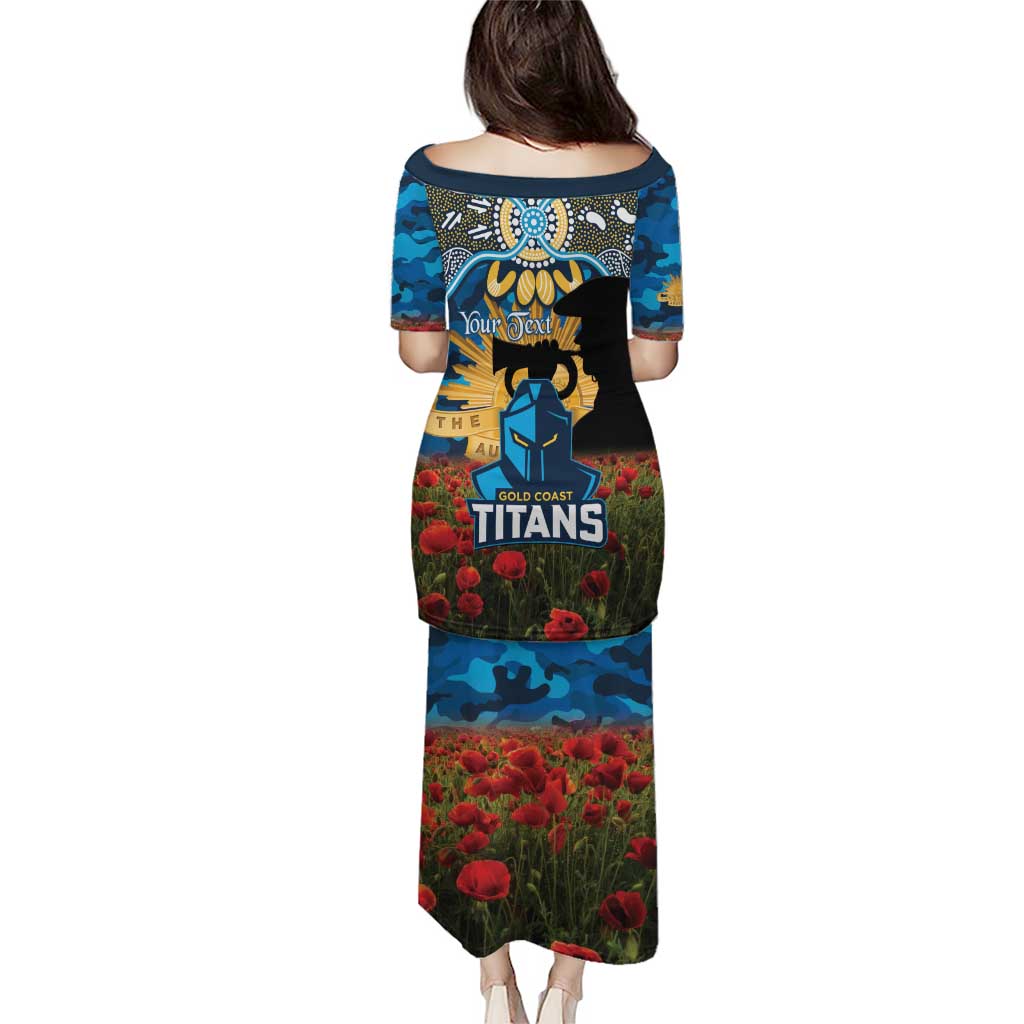 Personalised Titans Rugby ANZAC Day Puletasi Last Post Poppy We Will Remember Them