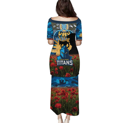 Personalised Titans Rugby ANZAC Day Puletasi Last Post Poppy We Will Remember Them