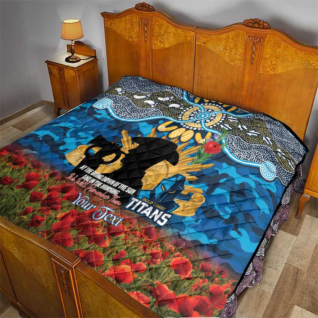 Personalised Titans Rugby ANZAC Day Quilt Last Post Poppy We Will Remember Them