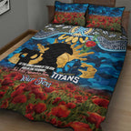 Personalised Titans Rugby ANZAC Day Quilt Bed Set Last Post Poppy We Will Remember Them