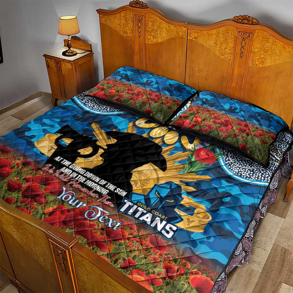 Personalised Titans Rugby ANZAC Day Quilt Bed Set Last Post Poppy We Will Remember Them