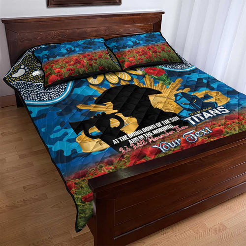 Personalised Titans Rugby ANZAC Day Quilt Bed Set Last Post Poppy We Will Remember Them