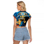 Personalised Titans Rugby ANZAC Day Raglan Cropped T Shirt Last Post Poppy We Will Remember Them