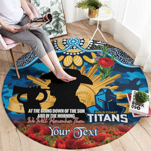 Personalised Titans Rugby ANZAC Day Round Carpet Last Post Poppy We Will Remember Them