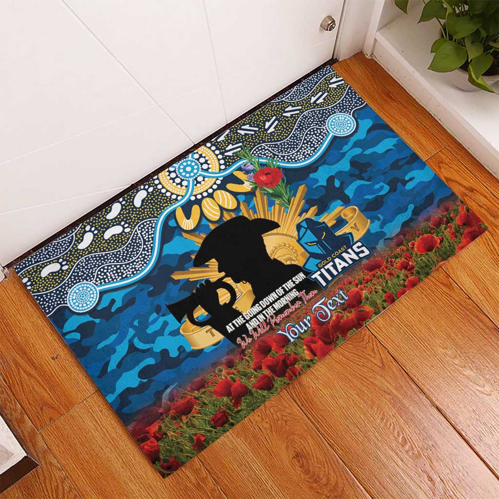 Personalised Titans Rugby ANZAC Day Rubber Doormat Last Post Poppy We Will Remember Them