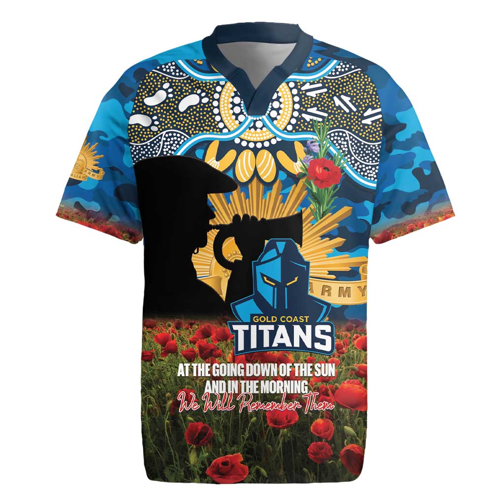 Personalised Titans Rugby ANZAC Day Rugby Jersey Last Post Poppy We Will Remember Them