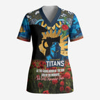 Personalised Titans Rugby ANZAC Day Scrub Top Last Post Poppy We Will Remember Them