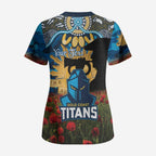 Personalised Titans Rugby ANZAC Day Scrub Top Last Post Poppy We Will Remember Them