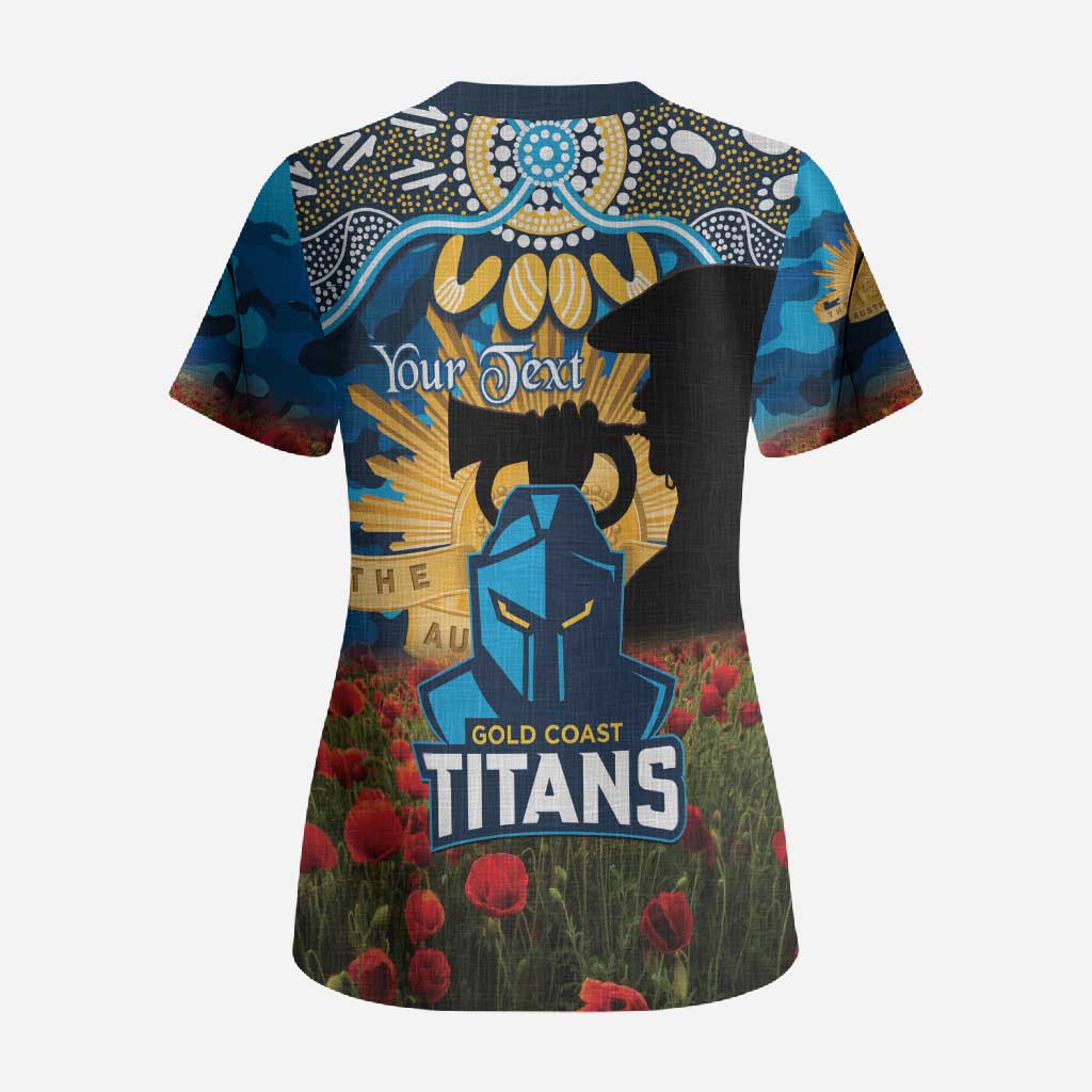 Personalised Titans Rugby ANZAC Day Scrub Top Last Post Poppy We Will Remember Them