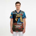 Personalised Titans Rugby ANZAC Day Scrub Top Last Post Poppy We Will Remember Them