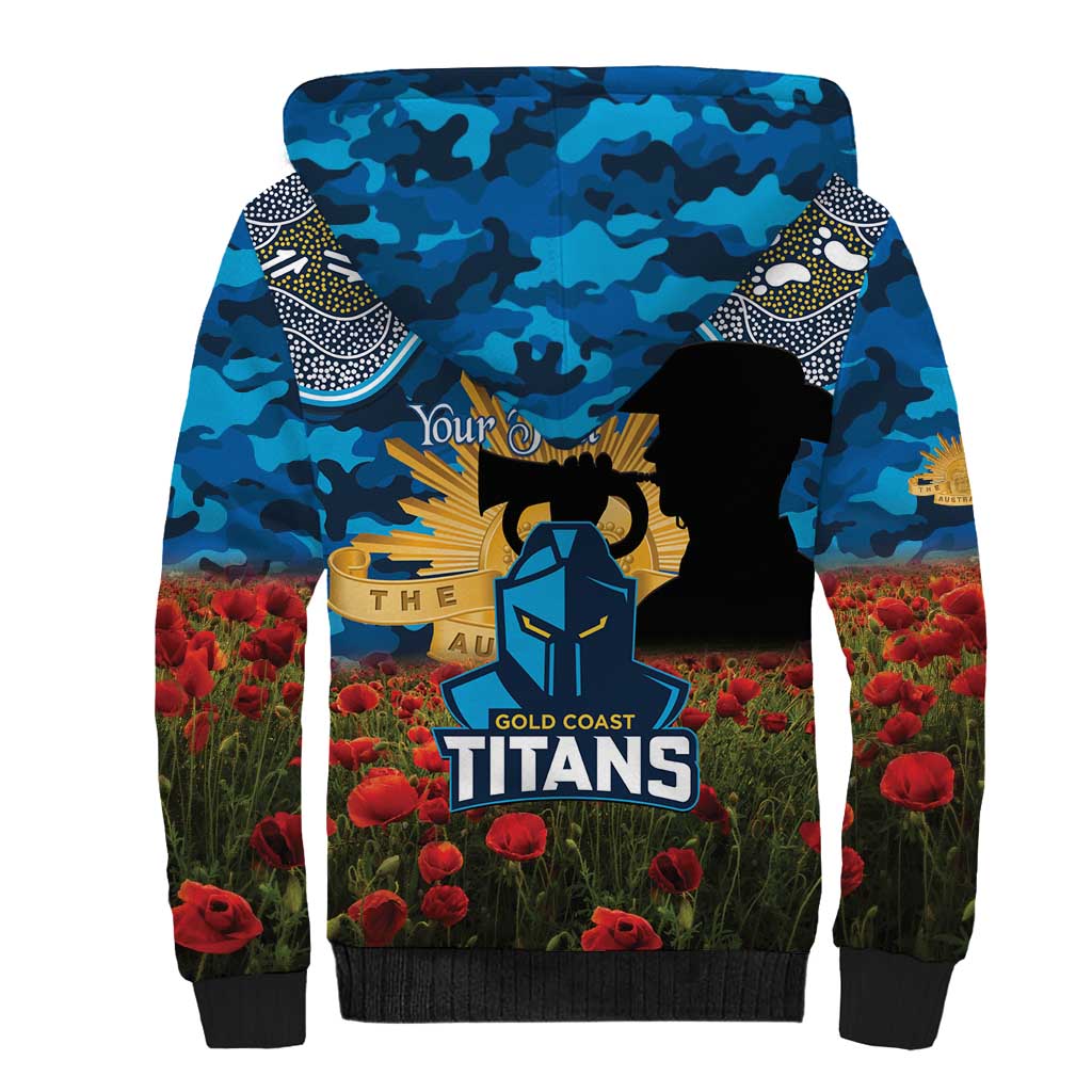 Personalised Titans Rugby ANZAC Day Sherpa Hoodie Last Post Poppy We Will Remember Them