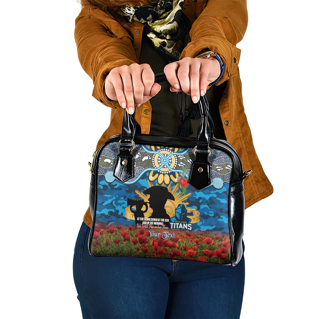 Personalised Titans Rugby ANZAC Day Shoulder Handbag Last Post Poppy We Will Remember Them