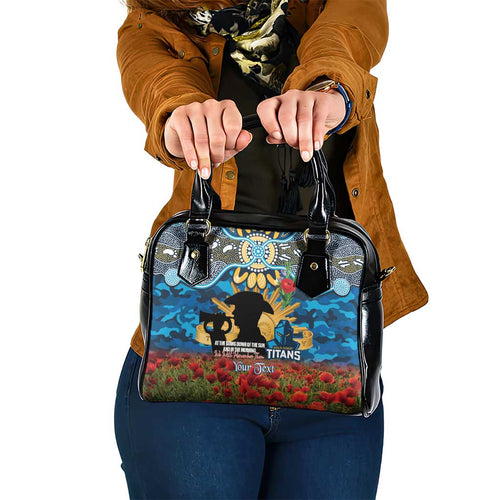 Personalised Titans Rugby ANZAC Day Shoulder Handbag Last Post Poppy We Will Remember Them