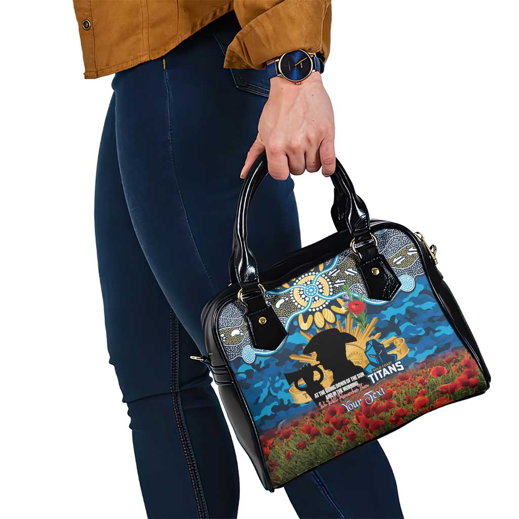 Personalised Titans Rugby ANZAC Day Shoulder Handbag Last Post Poppy We Will Remember Them