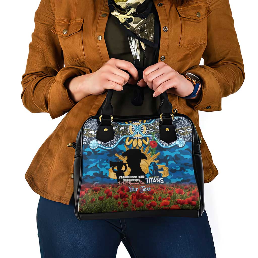 Personalised Titans Rugby ANZAC Day Shoulder Handbag Last Post Poppy We Will Remember Them
