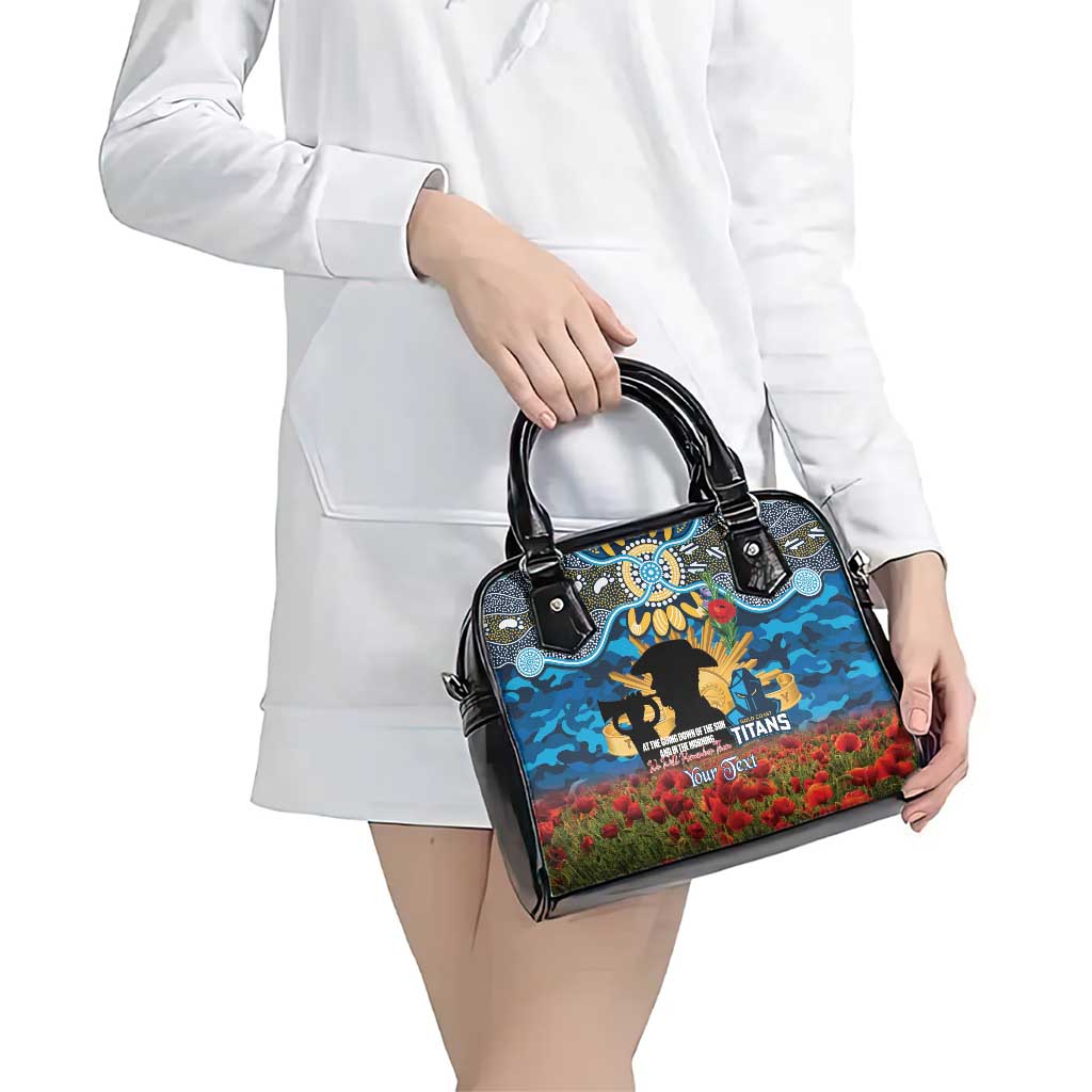 Personalised Titans Rugby ANZAC Day Shoulder Handbag Last Post Poppy We Will Remember Them