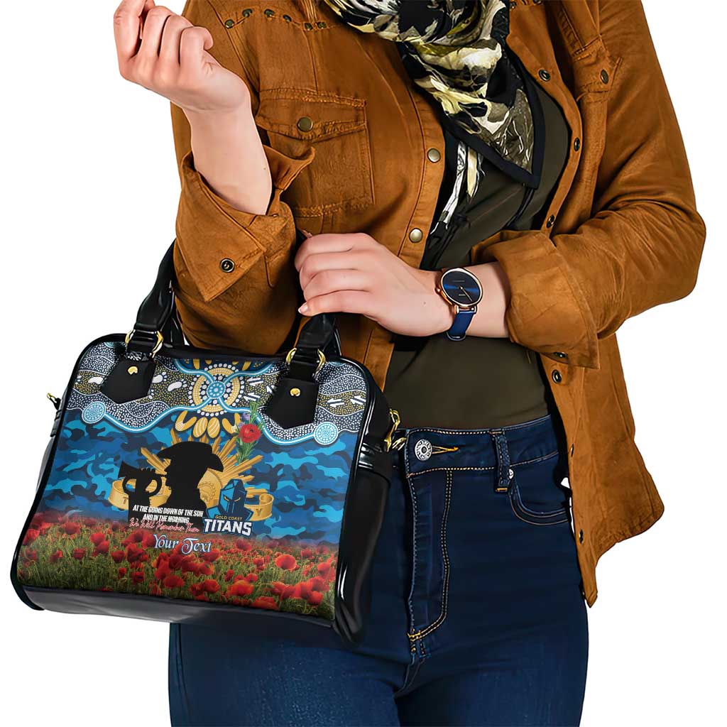 Personalised Titans Rugby ANZAC Day Shoulder Handbag Last Post Poppy We Will Remember Them