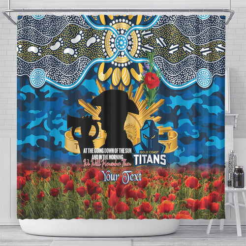 Personalised Titans Rugby ANZAC Day Shower Curtain Last Post Poppy We Will Remember Them