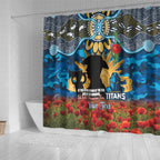Personalised Titans Rugby ANZAC Day Shower Curtain Last Post Poppy We Will Remember Them