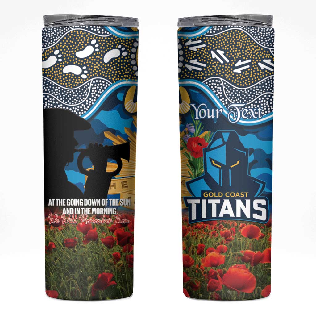 Personalised Titans Rugby ANZAC Day Skinny Tumbler Last Post Poppy We Will Remember Them