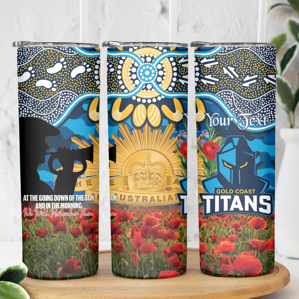 Personalised Titans Rugby ANZAC Day Skinny Tumbler Last Post Poppy We Will Remember Them