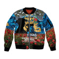 Personalised Titans Rugby ANZAC Day Sleeve Zip Bomber Jacket Last Post Poppy We Will Remember Them