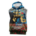 Personalised Titans Rugby ANZAC Day Sleeveless Hoodie Last Post Poppy We Will Remember Them