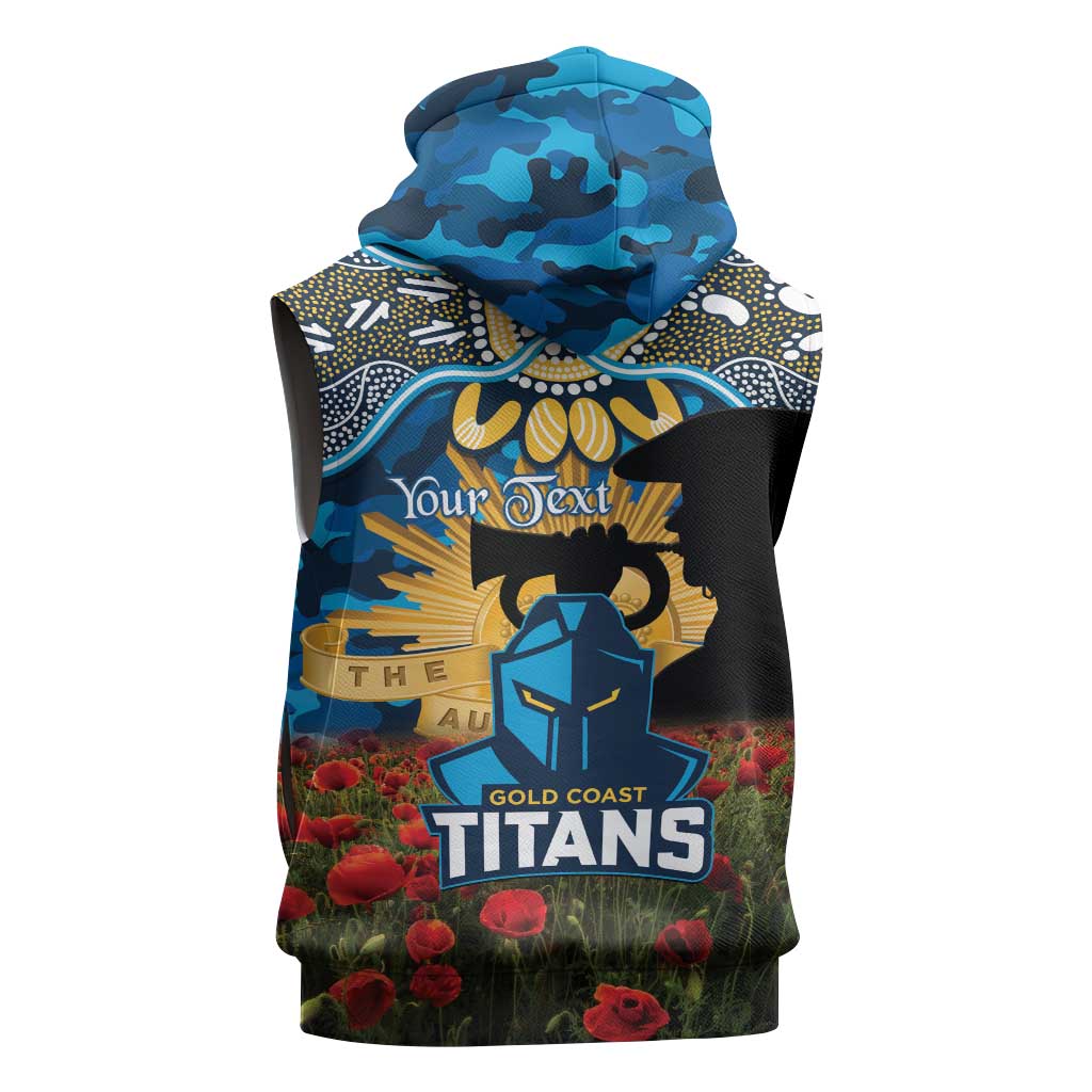 Personalised Titans Rugby ANZAC Day Sleeveless Hoodie Last Post Poppy We Will Remember Them