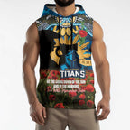 Personalised Titans Rugby ANZAC Day Sleeveless Hoodie Last Post Poppy We Will Remember Them