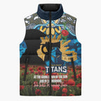 Personalised Titans Rugby ANZAC Day Sleeveless Puffer Jacket Last Post Poppy We Will Remember Them