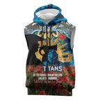 Personalised Titans Rugby ANZAC Day Sleeveless Zip Hoodie Last Post Poppy We Will Remember Them