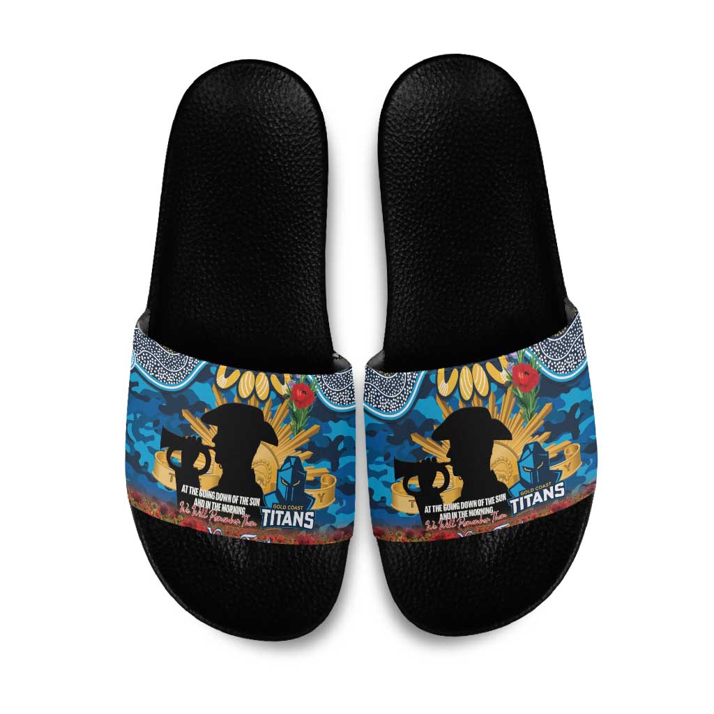 Personalised Titans Rugby ANZAC Day Slide Sandals Last Post Poppy We Will Remember Them