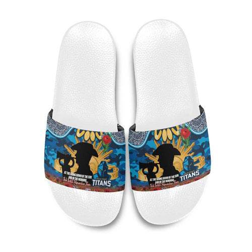 Personalised Titans Rugby ANZAC Day Slide Sandals Last Post Poppy We Will Remember Them