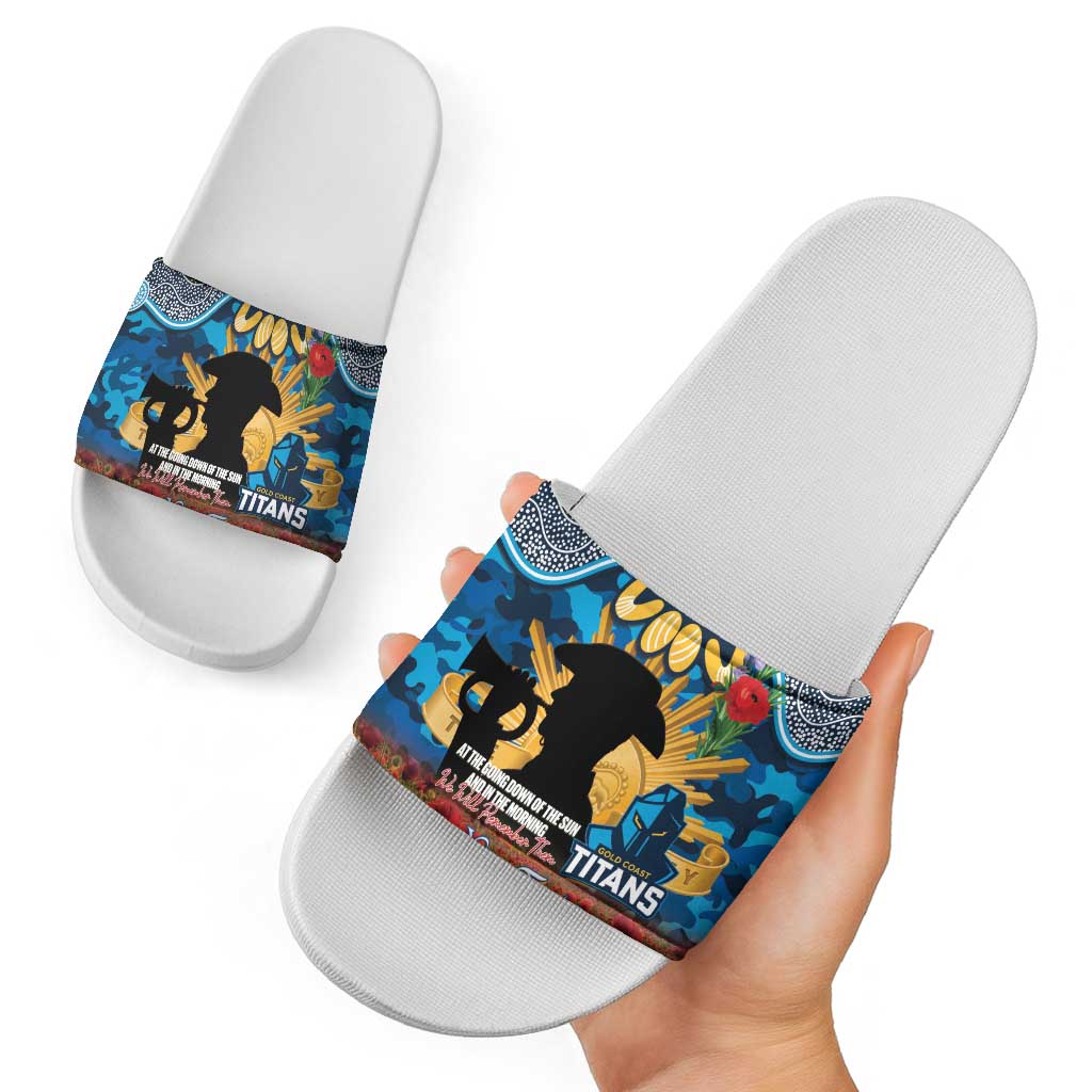 Personalised Titans Rugby ANZAC Day Slide Sandals Last Post Poppy We Will Remember Them