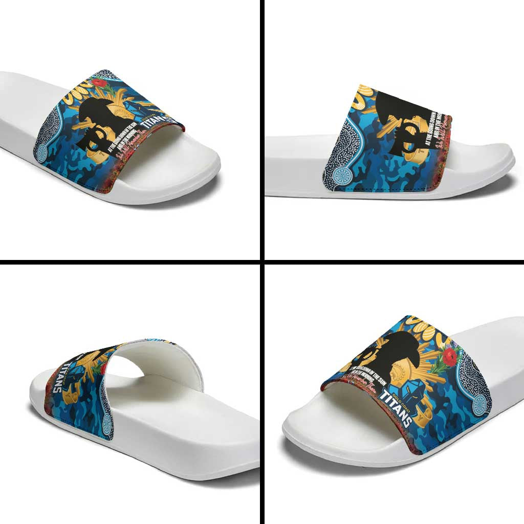 Personalised Titans Rugby ANZAC Day Slide Sandals Last Post Poppy We Will Remember Them