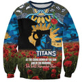 Personalised Titans Rugby ANZAC Day Sweatshirt Last Post Poppy We Will Remember Them
