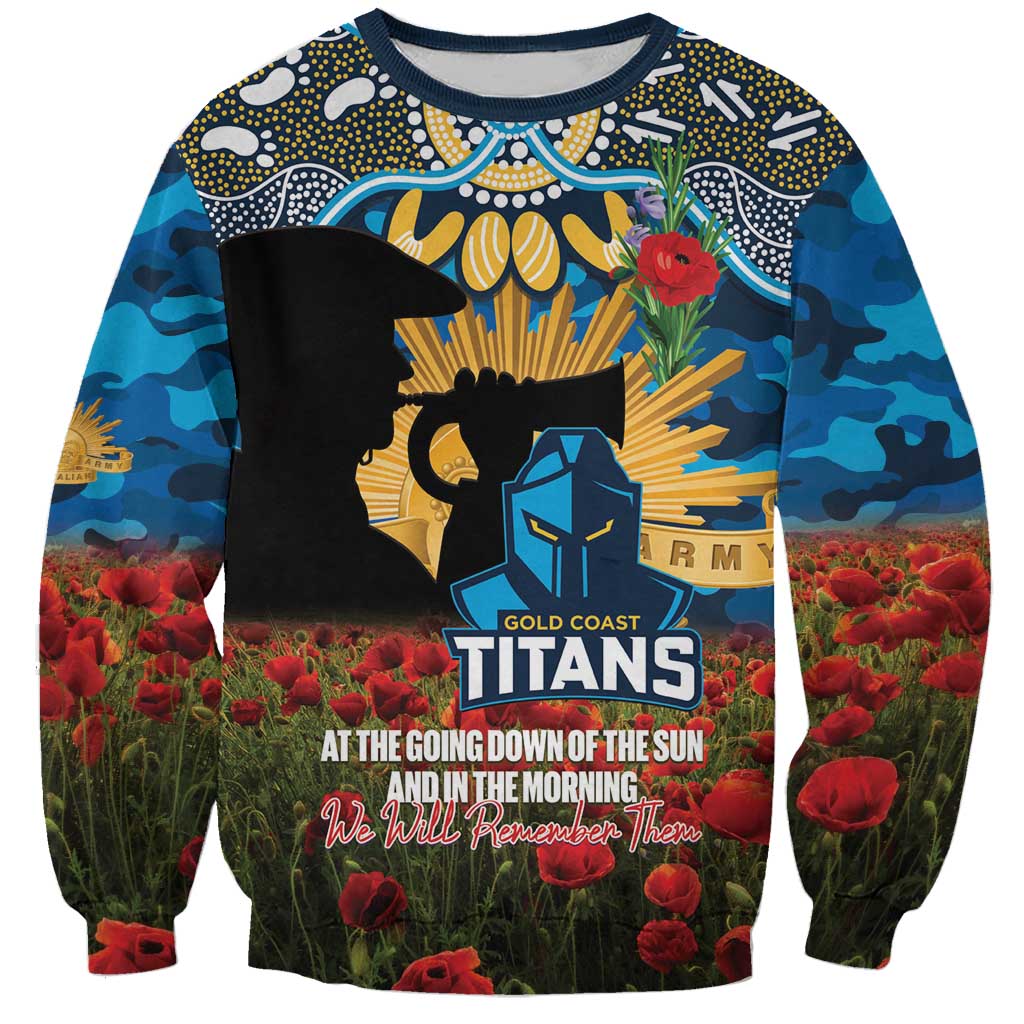 Personalised Titans Rugby ANZAC Day Sweatshirt Last Post Poppy We Will Remember Them
