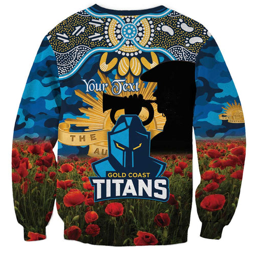 Personalised Titans Rugby ANZAC Day Sweatshirt Last Post Poppy We Will Remember Them