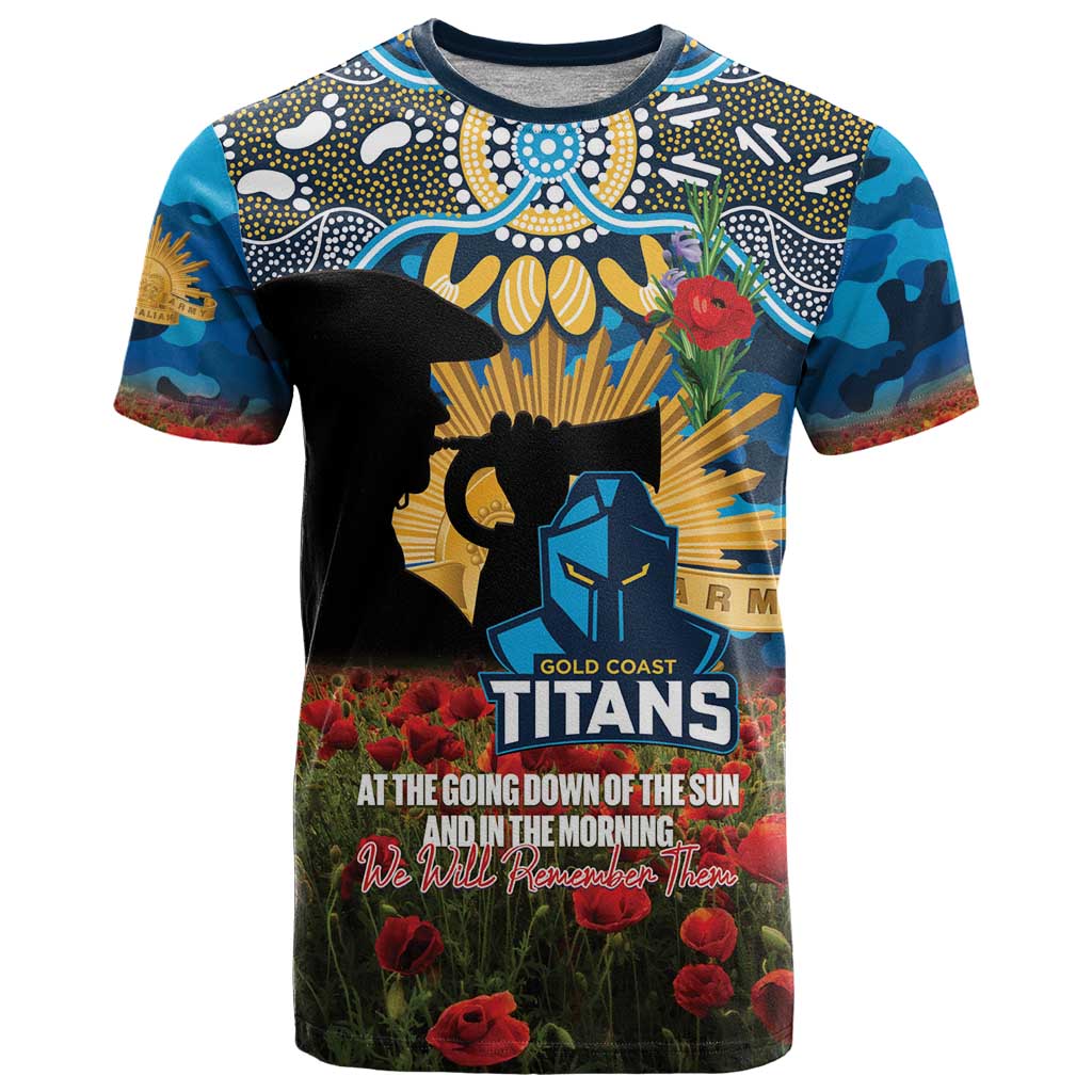 Personalised Titans Rugby ANZAC Day T Shirt Last Post Poppy We Will Remember Them