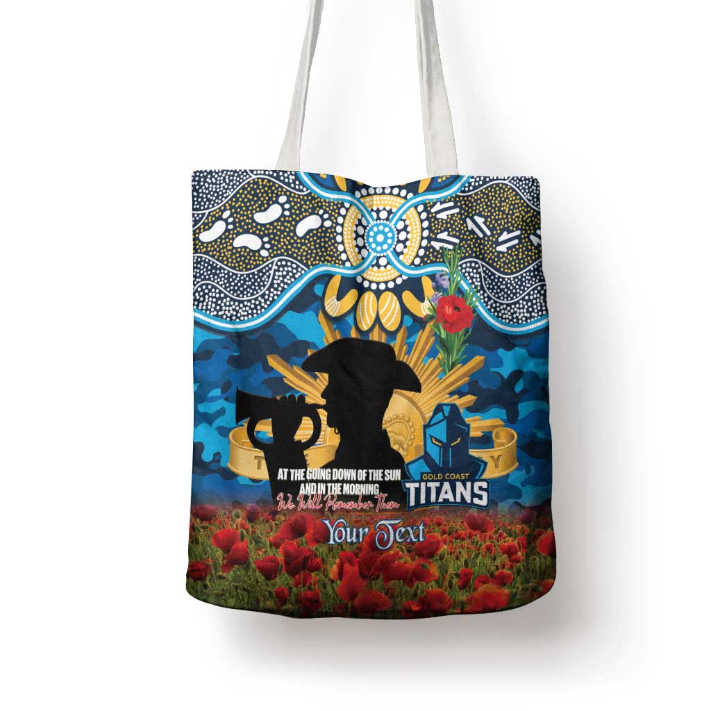 Personalised Titans Rugby ANZAC Day Tote Bag Last Post Poppy We Will Remember Them