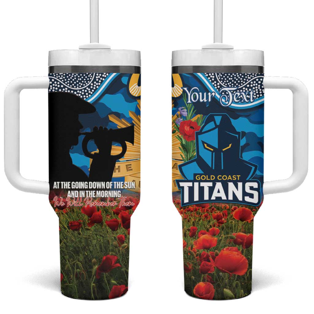 Personalised Titans Rugby ANZAC Day Tumbler With Handle Last Post Poppy We Will Remember Them