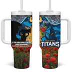 Personalised Titans Rugby ANZAC Day Tumbler With Handle Last Post Poppy We Will Remember Them