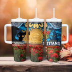Personalised Titans Rugby ANZAC Day Tumbler With Handle Last Post Poppy We Will Remember Them