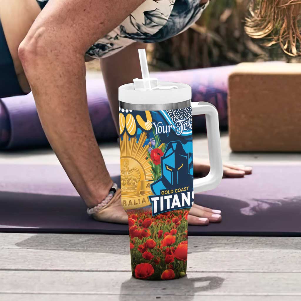 Personalised Titans Rugby ANZAC Day Tumbler With Handle Last Post Poppy We Will Remember Them