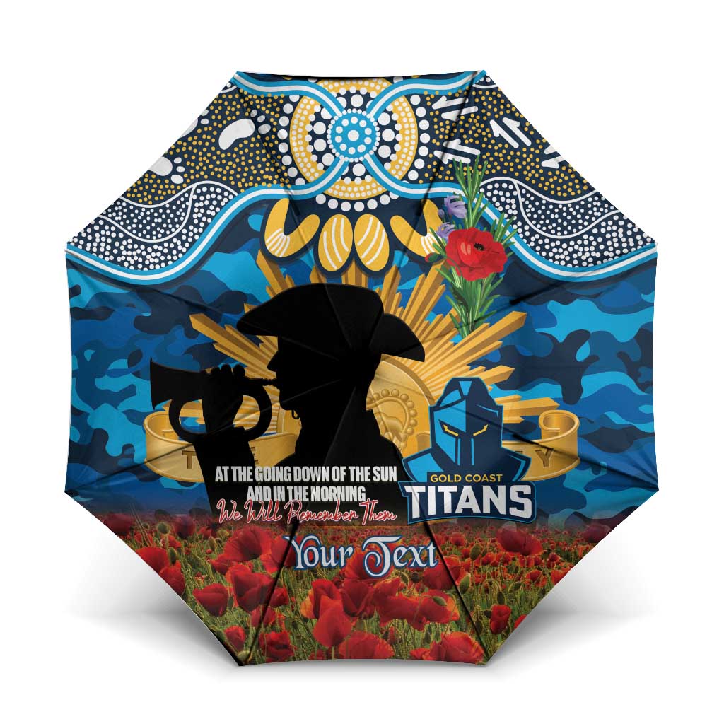 Personalised Titans Rugby ANZAC Day Umbrella Last Post Poppy We Will Remember Them