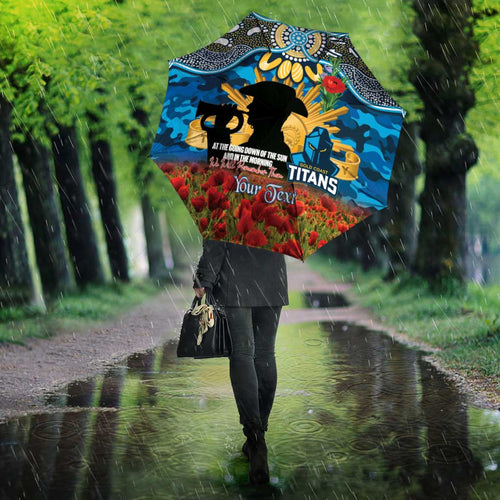 Personalised Titans Rugby ANZAC Day Umbrella Last Post Poppy We Will Remember Them