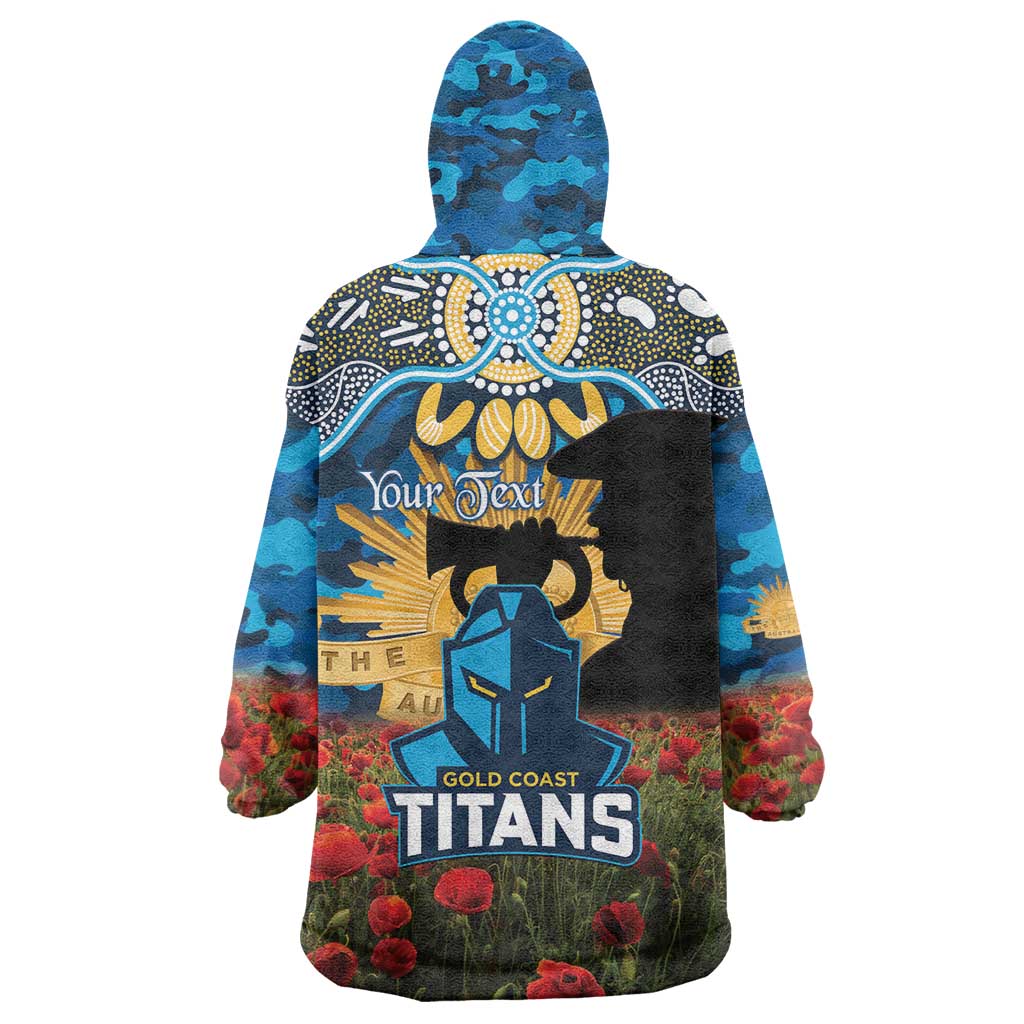 Personalised Titans Rugby ANZAC Day Wearable Blanket Hoodie Last Post Poppy We Will Remember Them